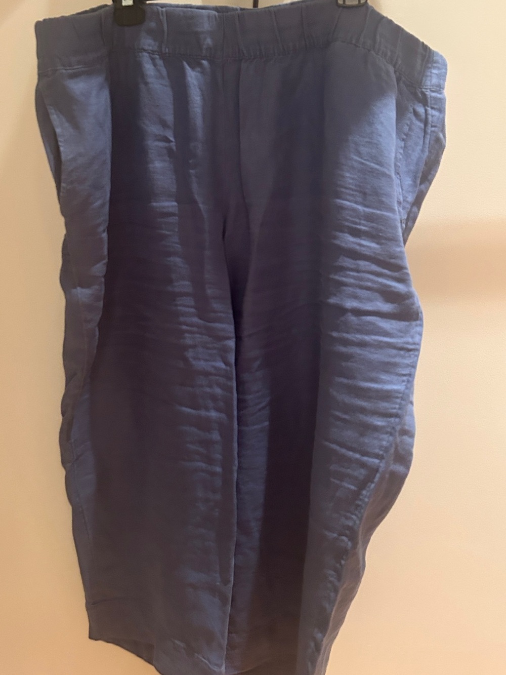 Wide Leg Linen-Blend Pants in Deep Blue